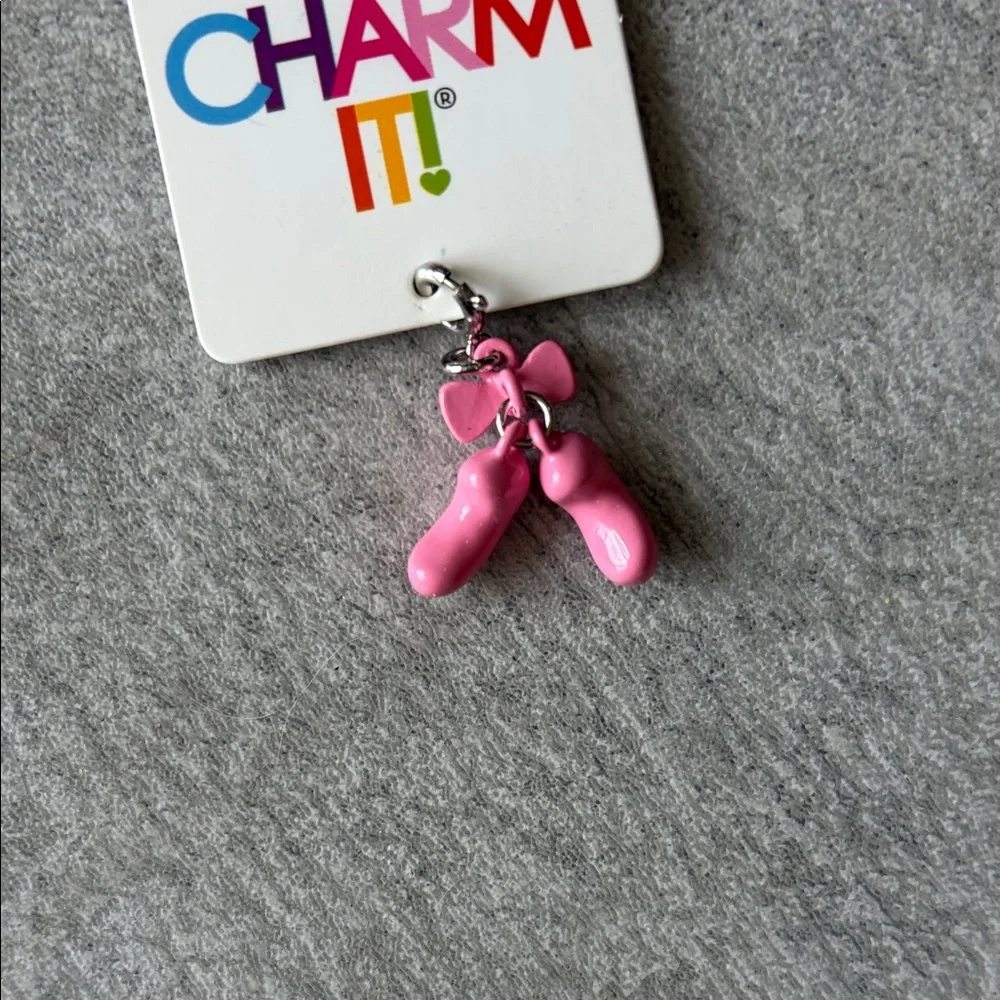 NWT - Charm It! Pink Ballet Slippers Necklace/Bracelet Charms, set of 6